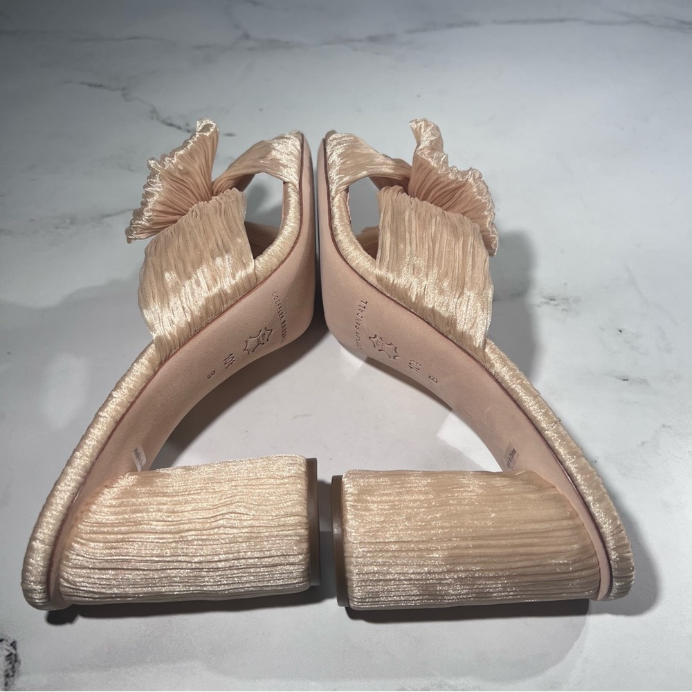 Loeffler Randall Penny Almond Pleated Fabric Knot Mule Heel Sandals - Picture 4 of 8